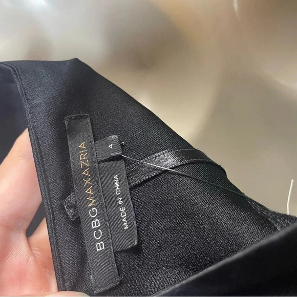 BCBGMaxAzria Black Satin Goth Punk Dark Romantic Empire Waist Halter Maxi Dress - Picture 7 of 7